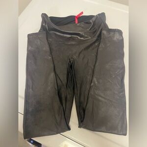 Spanx faux leather leggings black Sz L